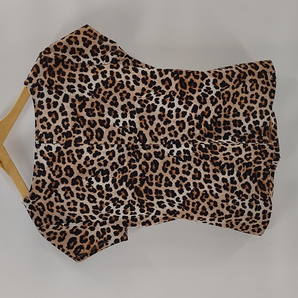 Ann Taylor Petite Leopard Pullover Blouse With Front Tie *Read Below* LP - Picture 5 of 7